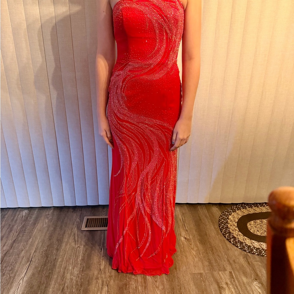 Alyce Red Strapless Prom or Evening gown